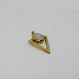 Sterling Silver Gilt Faceted Moonstone Cabochon Triangle Pendant Vintage c1990
