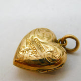 Art Deco 9ct Yellow Gold Back & Front Floral Sweetheart Locket Antique c1920s