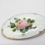 Ivar T. Holth Norway Sterling Silver Enamel Rose Brooch Pin Antique c1930