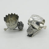 Silver Plated Wishbone, Chick & Egg, Egg Cup & Napkin Ring Set Antique c1920