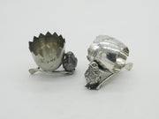 Silver Plated Wishbone, Chick & Egg, Egg Cup & Napkin Ring Set Antique c1920
