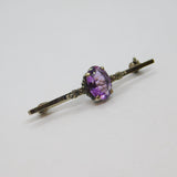 Sterling Silver Amethyst Art Deco Style Brooch Pin Vintage c1970's