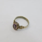 Sterling Silver Facted Amethyst Four Strand Dress Ring Vintage c1970 Size N 1/2