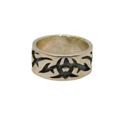 Sterling Silver Patterned Gothic Biker Style Band Ring Modern c1990 Size N