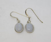 Pair of Sterling Silver & Blue Lace Agate Hook Earrings Vintage c1960