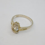 Sterling Silver Marquise CZ Double Wishbone Dress Ring Vintage c1990 Size T