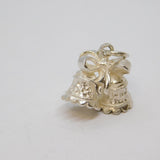 Sterling Silver Two Bells With Ribbon Charm Pendant Vintage c1970