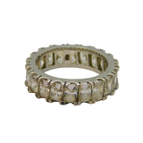 Sterling Silver White Topaz Wide Eternity Band Ring Vintage c1970 Size N 1/2