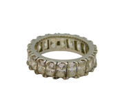 Sterling Silver White Topaz Wide Eternity Band Ring Vintage c1970 Size N 1/2