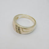 Sterling Silver Spinel Set Stripe Pattern Dress Band Ring Vintage c1970 Size P