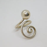 Sterling Silver Swirl & Sphere Wrap-Around Statement Ring Vintage c1970 Size L