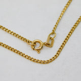 9ct Yellow Gold Flat Curb Link Chain Necklace Vintage c1970s 16" Length
