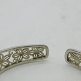 Sterling Silver & Paste Set Floral Bangle Bracelet Vintage c1980