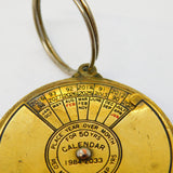Brass 'For 50 Years' 1984-2033 Adjustable Miniature Calender Fob Vintage