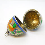 Chinese Export Sterling Silver & Enamel Egg Form Trinket Pendant Vintage