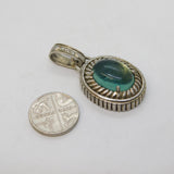 Sterling Silver Pale Blue Stone & Spinel Set Drop Charm Pendant Vintage c1970s