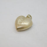 Sterling Silver Patterned Puff Heart Charm Pendant Vintage c1970