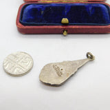 Sterling Silver and Niello Siam Thai Goddess Teardrop Charm Vintage c1970