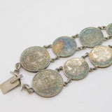 Victorian Sterling Silver Maudy Money Coin Bracelet Antique 1889