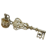 Sterling Silver '21' Age Key & Crown Charm Pendant Vintage c1970