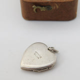 Sterling Silver Heart Shaped Locket Charm Pendant Vintage c1970