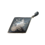 20th Century Siam Sterling Silver Niello Enamel Goddess Pendant Antique