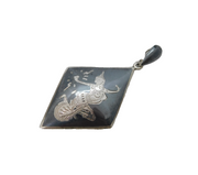 20th Century Siam Sterling Silver Niello Enamel Goddess Pendant Antique
