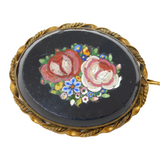 19th Century Rolled Gold Mounted Floral Micro Mosaic Brooch Antique c1880s