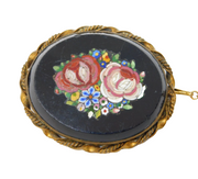 19th Century Rolled Gold Mounted Floral Micro Mosaic Brooch Antique c1880s