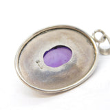 Sterling Silver Taxco Style Amethyst Cabochon Drop Pendant Vintage 1998 London