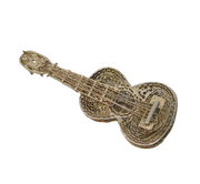 Sterling Silver Filigree Form Wirework Guitar Brooch Pin Vintage c1970
