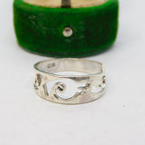 Sterling Silver Wave Pattern Dress Ring Vintage c1970 Size P 1/2 UK