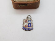Sterling Silver Enamel Cheddar Travel Shield Charm Pendant Vintage c1970