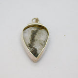 Sterling Silver Crystal Quartz With Black Inclusion Pendant Vintage c1970s