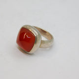 Sterling Silver Chunky Pointed Carnelian Studio Ring Vintage c1970 Size N 1/2