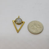 Sterling Silver Gilt Faceted Moonstone Cabochon Triangle Pendant Vintage c1990