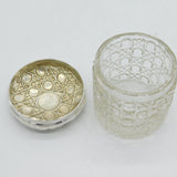 Victorian Sterling Silver & Cut Glass Scales Pattern Vanity Jar Antique 1899