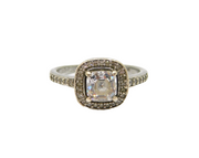 Sterling Silver Framed Square Multi-Stone CZ Dress Ring Modern c1990 Size O