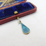 Sterling Silver Turquoise Shard Teardrop Charm Pendant Vintage c1970