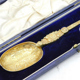 George V Sterling Silver Anointing Spoon & Coin Coronation Box Set Antique 1911