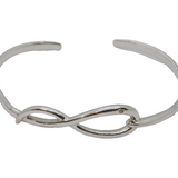 Sterling Silver Diamond Set Infinity Form Cuff Bangle Bracelet Vintage c2000