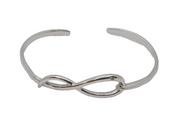 Sterling Silver Diamond Set Infinity Form Cuff Bangle Bracelet Vintage c2000