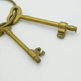Victorian Set of Large Cast Brass Jailers Keys on Ring Antique c1880
