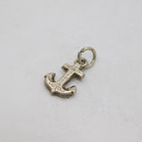 Sterling Silver Patterned Anchor Charm Pendant Vintage c1970s