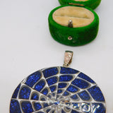 Large Sterling Silver Mounted Swirling Abalone Statement Pendant Vintage c1980