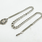 Art Deco Chunky Sterling Silver Graduating Curb Link Watch Chain Antique