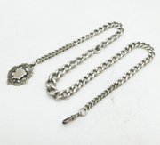 Art Deco Chunky Sterling Silver Graduating Curb Link Watch Chain Antique