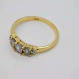 Gold On Sterling Silver Triple Oval Iolite Dress Ring Vintage c1970 Size M