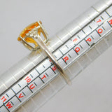 Sterling Silver Faceted Yellow & White Crystal Cocktail Modern c2000 Size R 1/2
