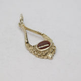 Sterling Silver Oval Carnelian Patterned Textured Drop Pendant Vintage c1970